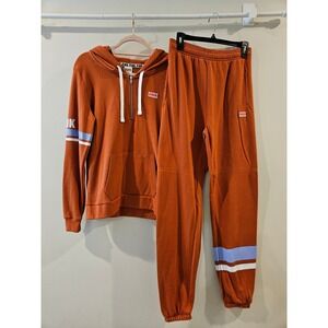 Victoria's Secret PINK Quarter Zip Hoodie and Joggers‎ Set Burnt Orange M & XS